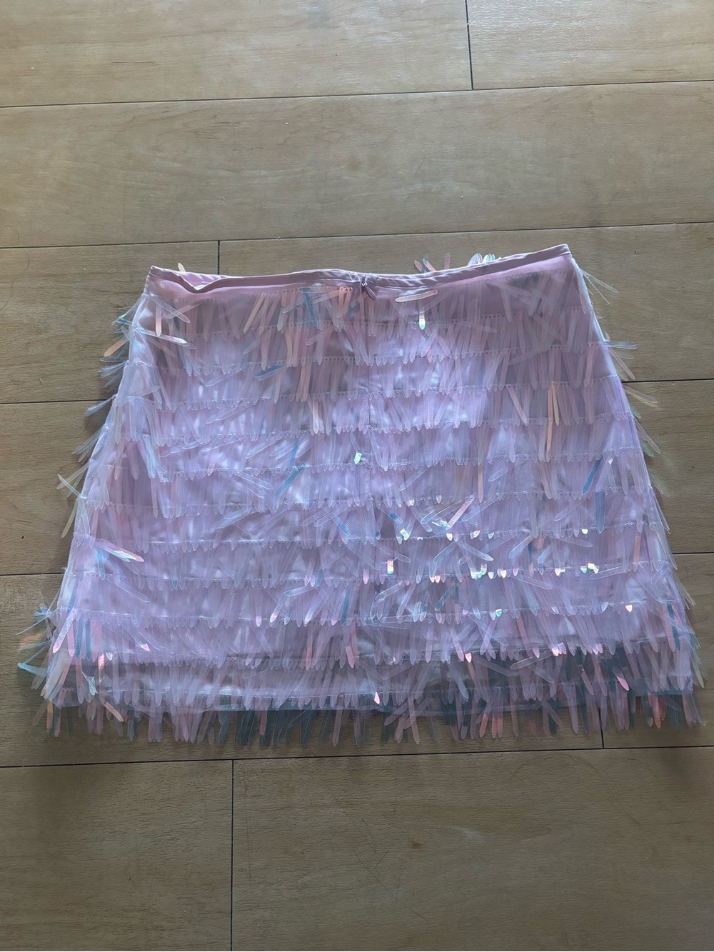 Hazel and Olive Pink Sequin Fringe Mini Skirt size M